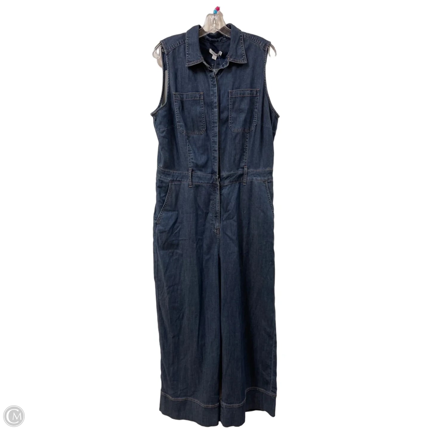 Jumpsuit By Chicos In Blue Denim, Size: 14